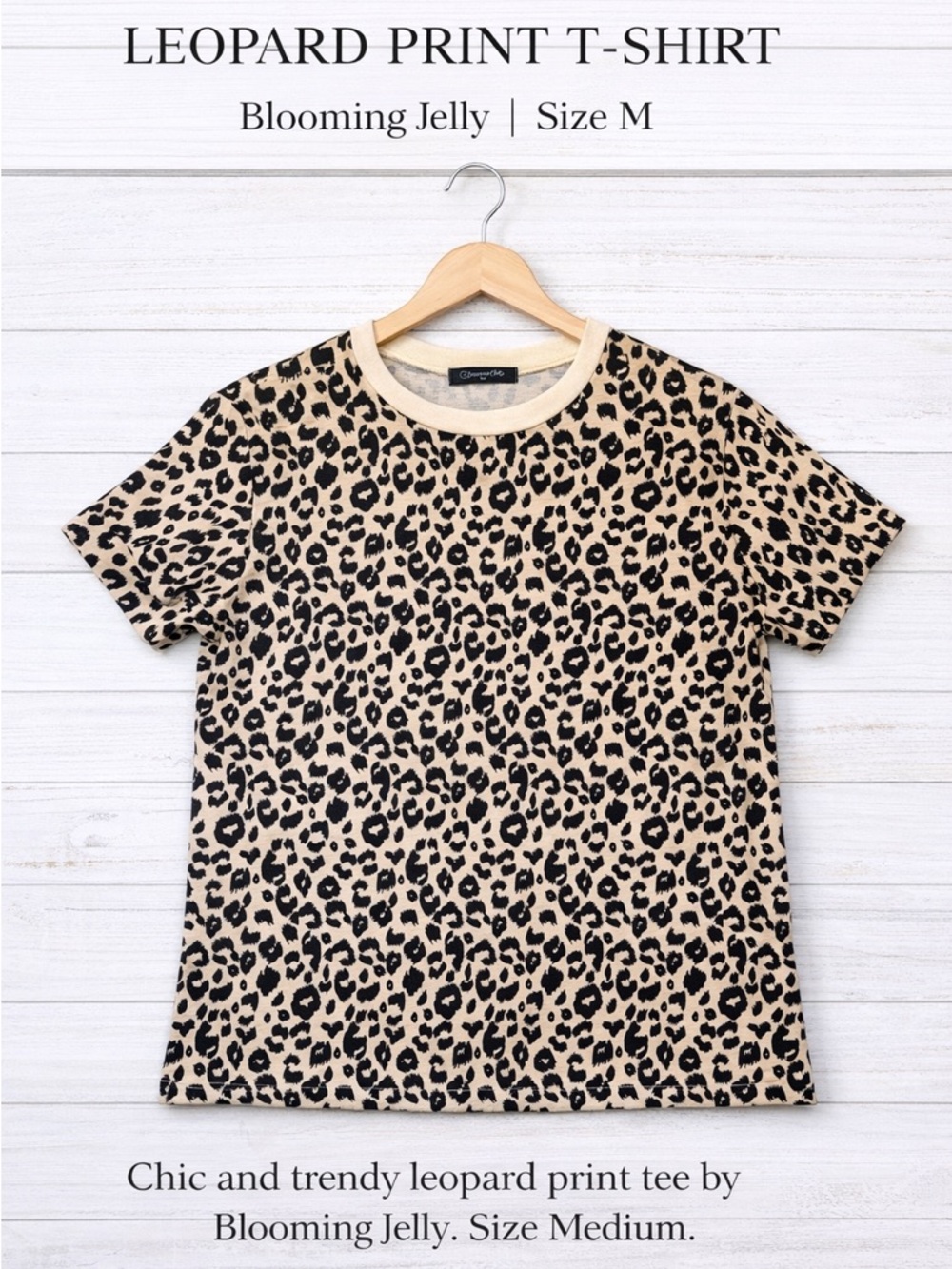 Blooming Jelly Leopard Print Tee Women’s Size M Short Sleeve Animal Print